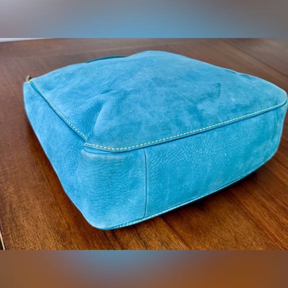 Vintage Coach Nubuc Chelsea Large Hobo in Teal and Compact Wallet - Picture 5 of 14